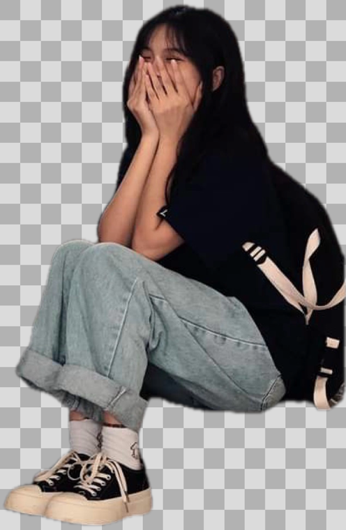 The left person from a two-person photo, isolated on a transparent background.