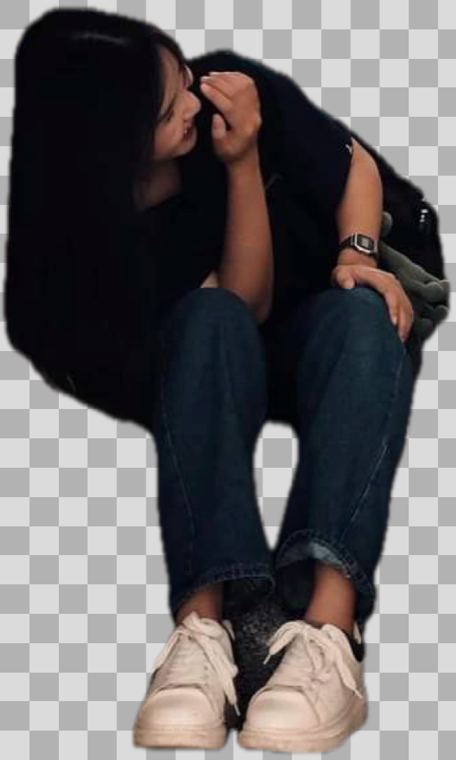 The right person from the same photo, isolated on a transparent background.