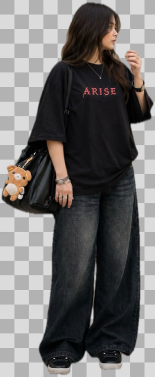 The same person isolated on a transparent background, cleanly cut out.